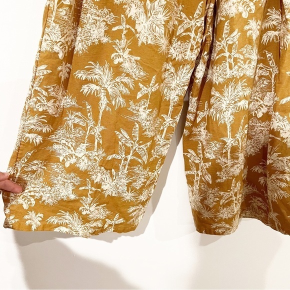 American Eagle Tropical Cotton/Linen Hawaiian Wide Leg Crop Paperbag Waist Pants - Picture 9 of 9